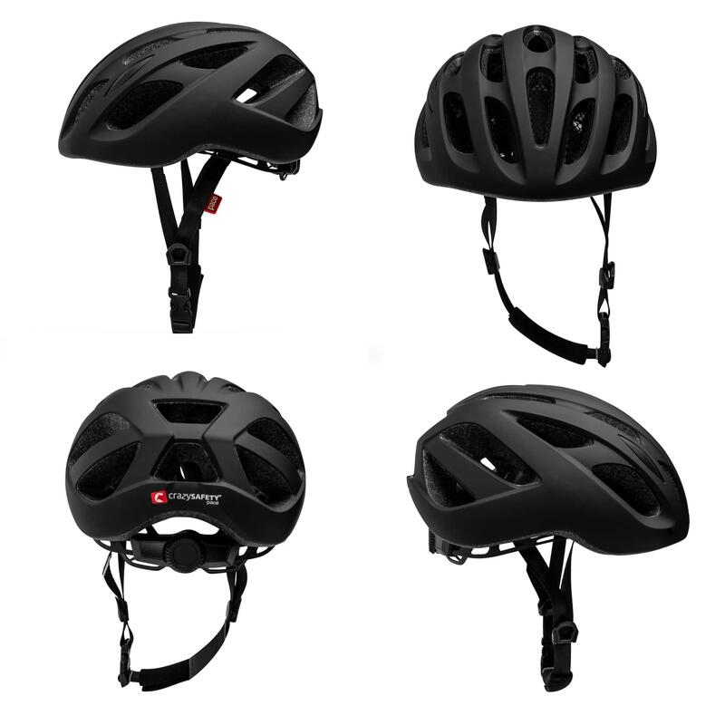 Casque de Vélo pour Adultes | Noir Mat 54-59cm | Crazy Safety | Certifié EN1078