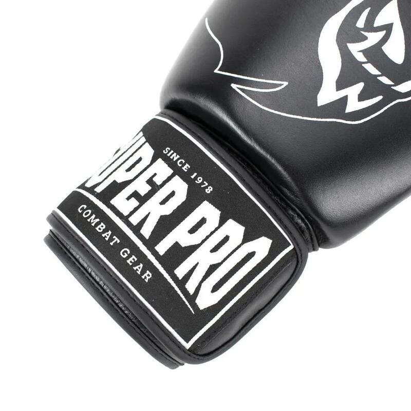 Super Pro Gant de boxe « Warrior », 14 oz, Noir-blanc