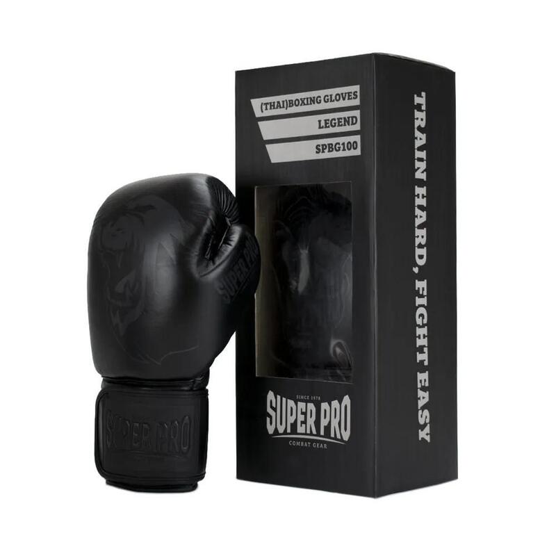 Gants de boxe en cuir (Kick) Super Pro Combat Gear Legend - Noir - 12 oz