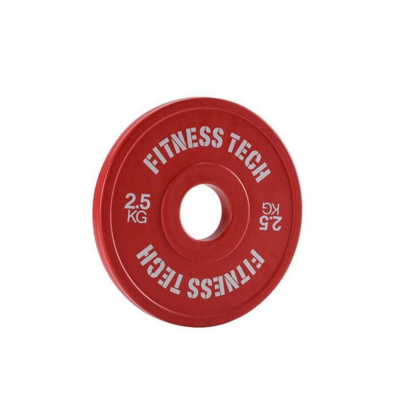 Disco Bumper Plate Fraccional 2,5 kg Fitness Tech Alta Resistencia Rojo