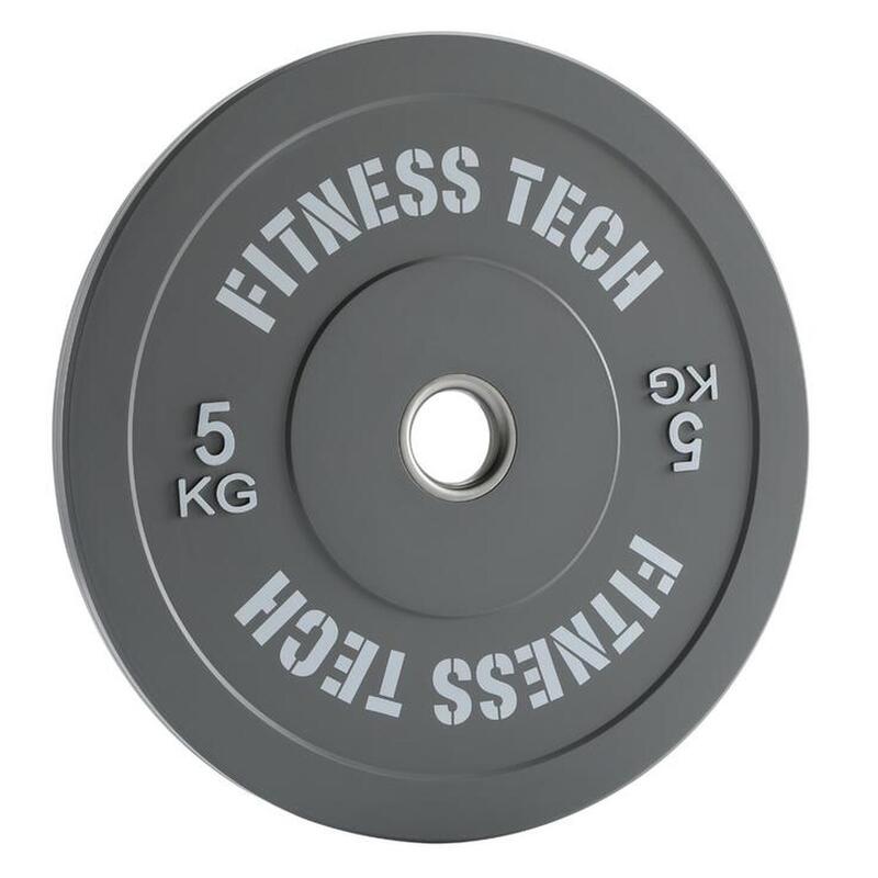 Disco Bumper Plate 5 kg Fitness Tech Alta Resistencia Gris > Por Unidad