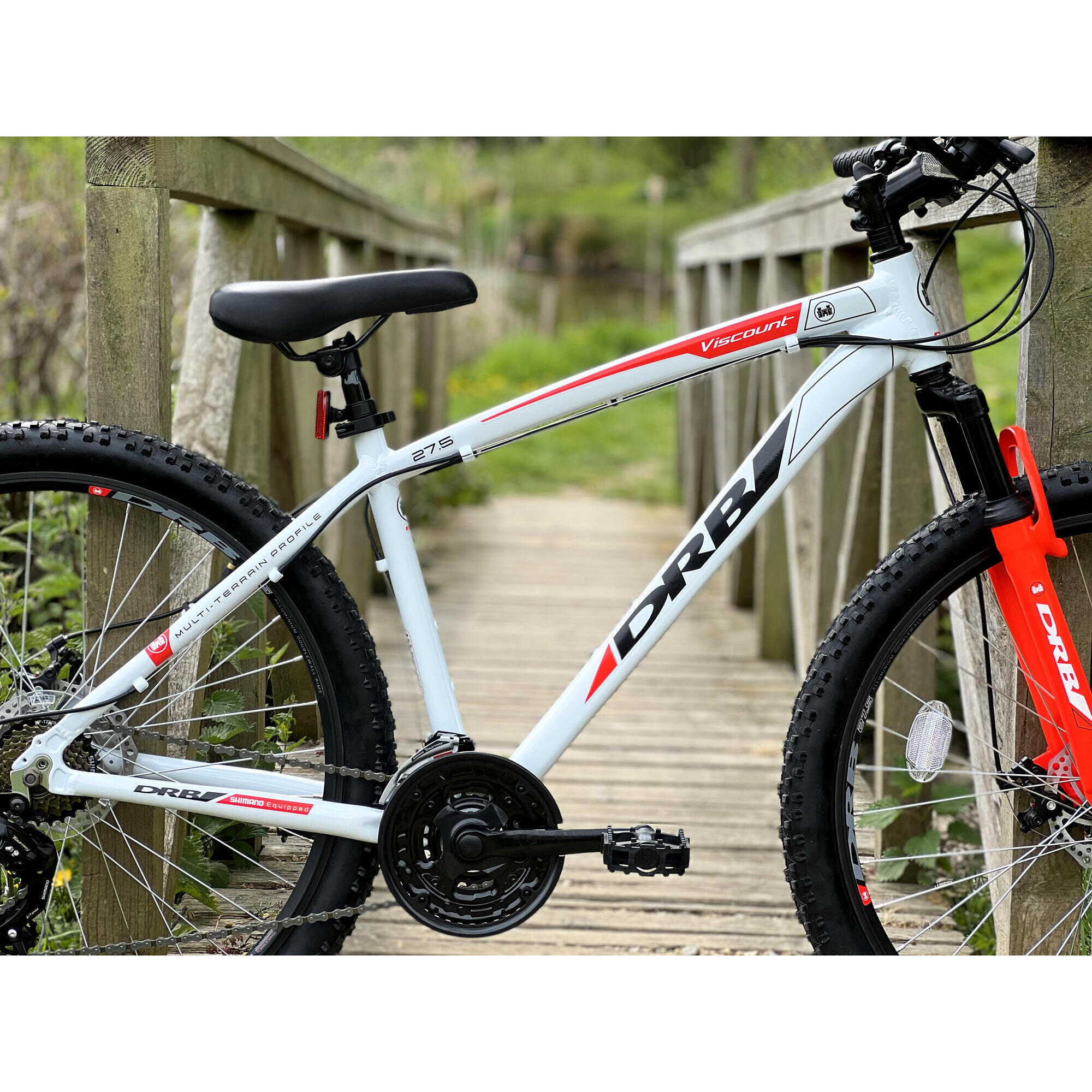 Dallingridge Viscount Men's Hardtail Mountain Bike, 27.5In Wheel - White/Red 2/5