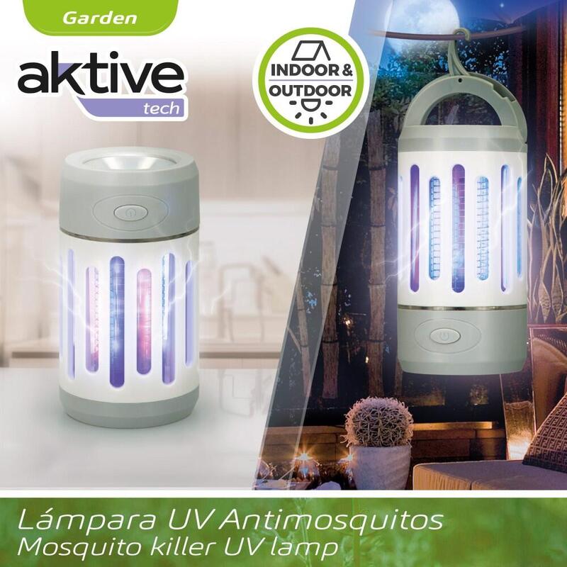 Lâmpada mata-mosquitos UV com lanterna LED Aktive