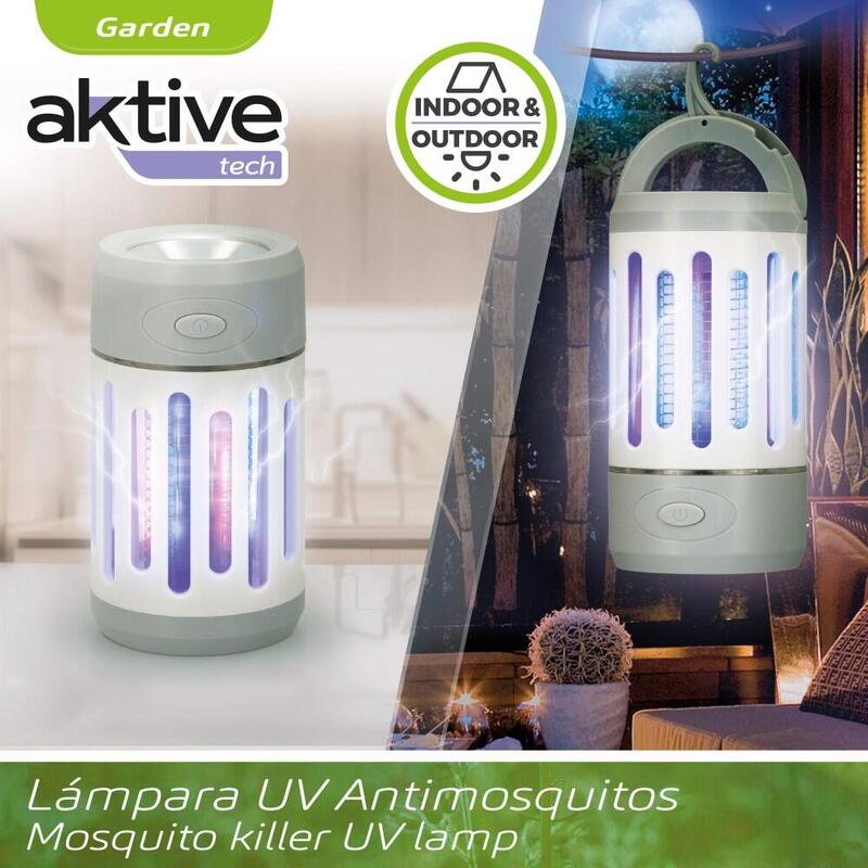 Lámpara mata mosquitos UV con linterna LED Aktive
