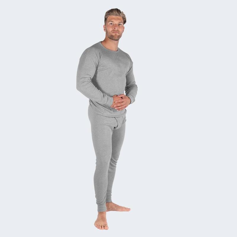 2 peças de roupa interior térmica para homem | Camisa + calças | Cinza