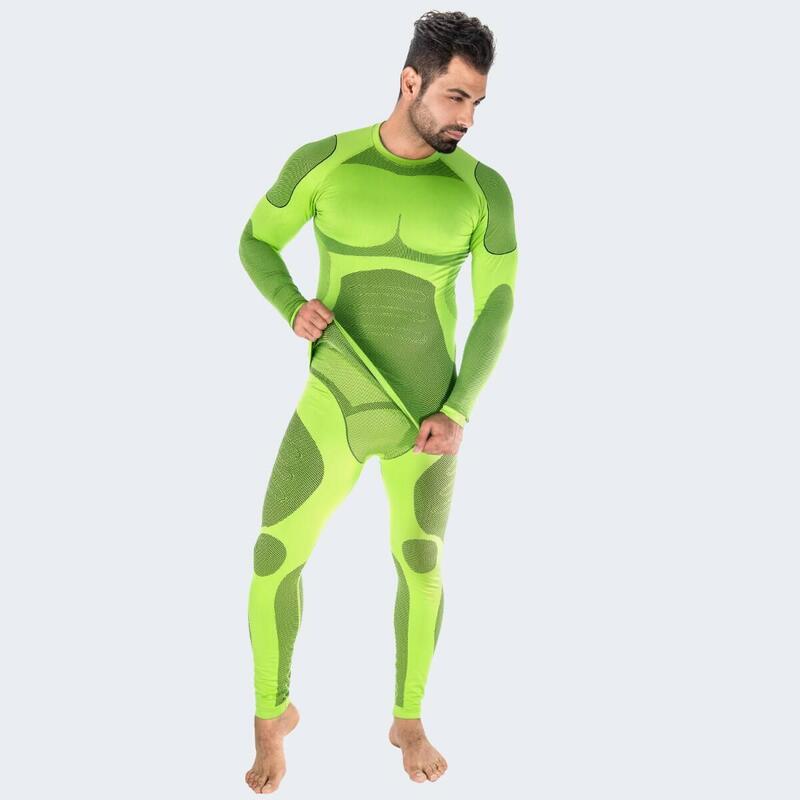 Set sous-vêtements thermiques et fonctionnels | Hommes | Seamless | Lime