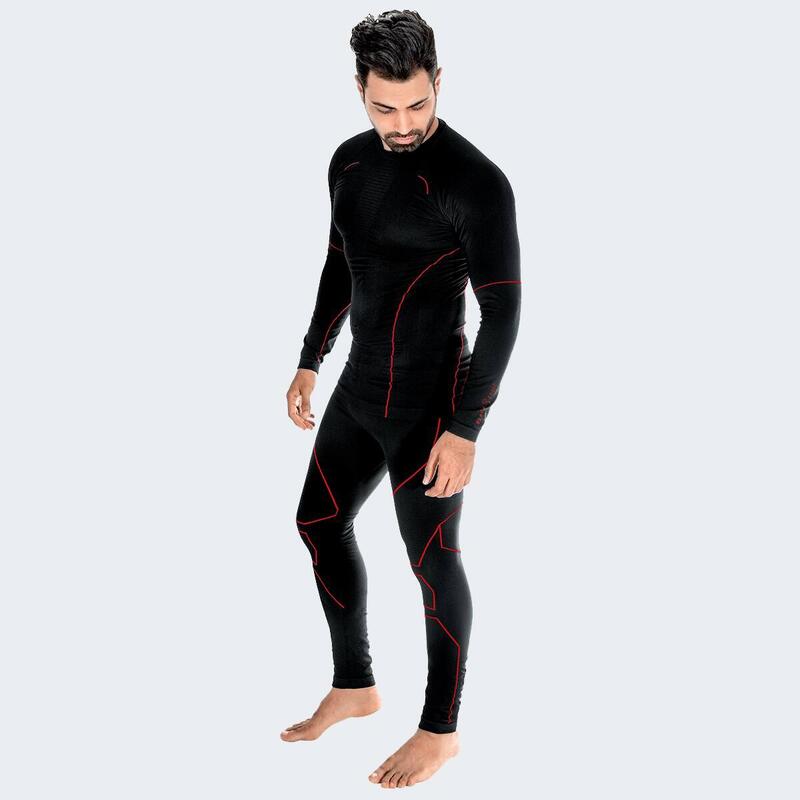 Set sous-vêtements thermiques et fonctionnels | Hommes | Seamless | Noir/Rouge