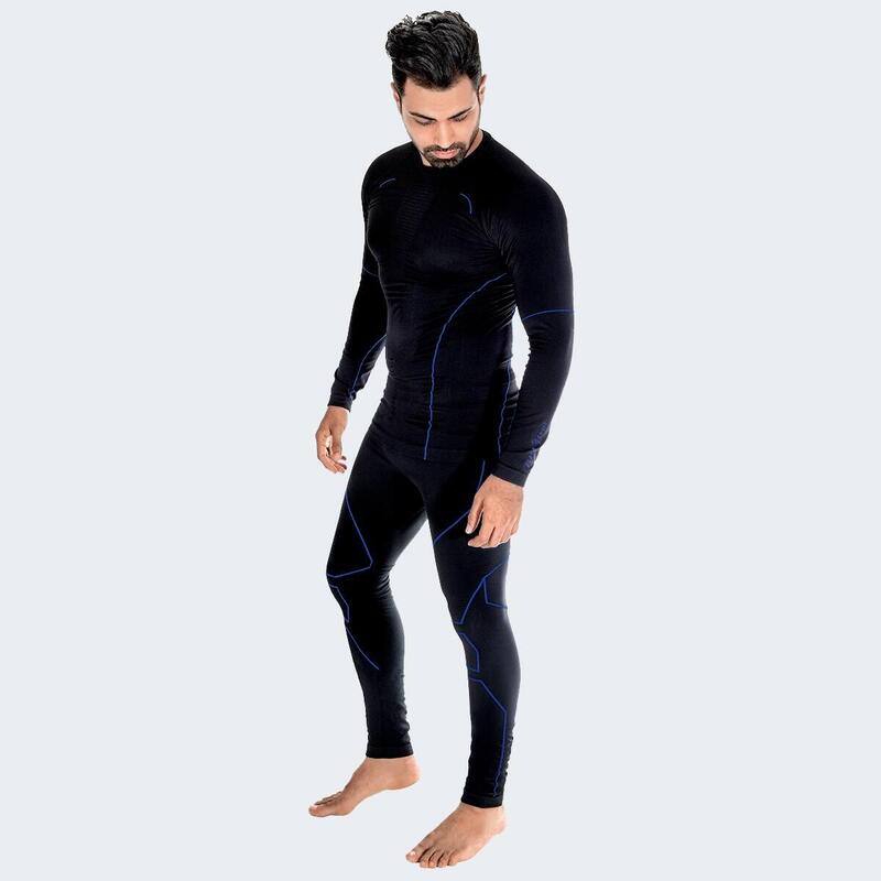 Funktionsunterwäsche Herren Set | Thermounterwäsche | Seamless | Schwarz/Blau