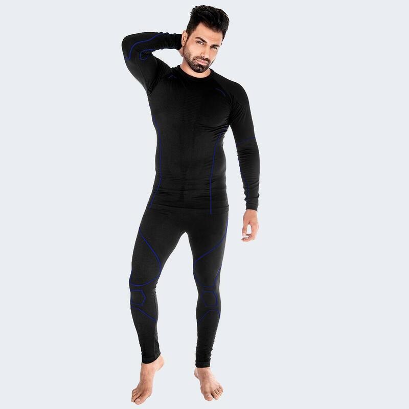 Funktionsunterwäsche Herren Set | Thermounterwäsche | Seamless | Schwarz/Blau