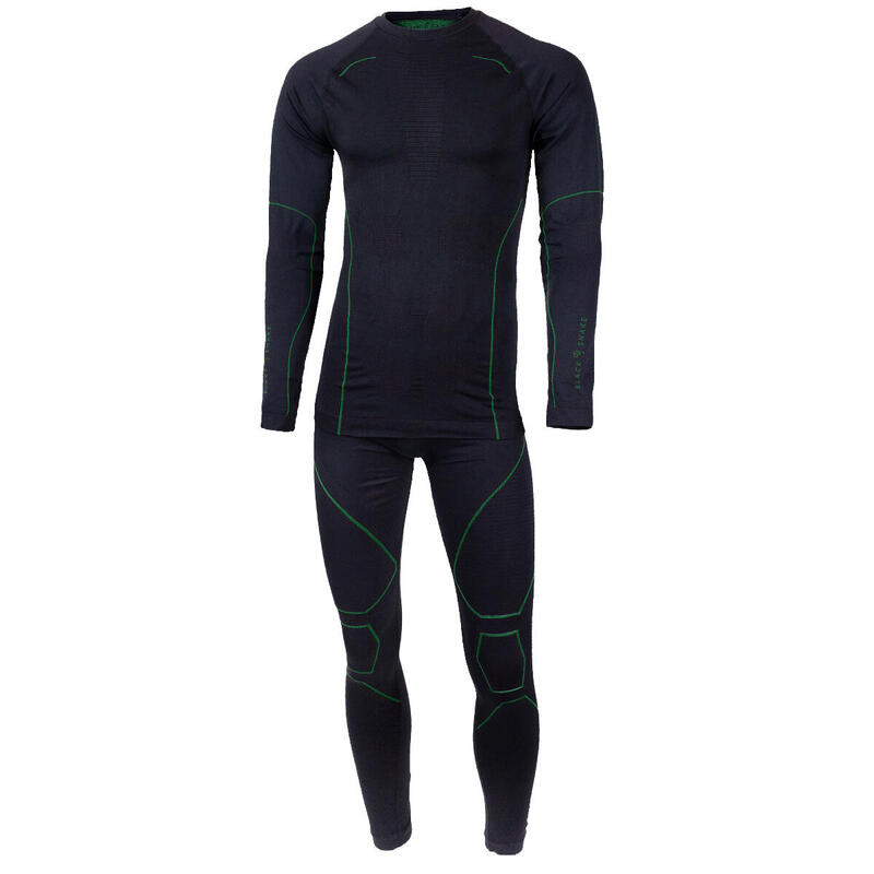 Conjunto de roupa interior funcional para homem | Seamless | Preto/Verde