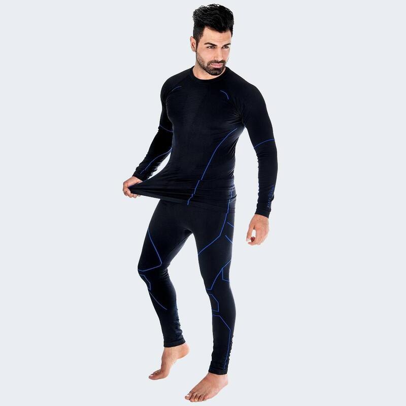 Funktionsunterwäsche Herren Set | Thermounterwäsche | Seamless | Schwarz/Blau