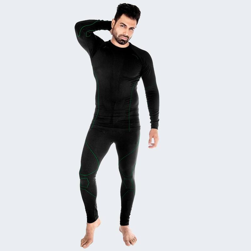 Set sous-vêtements thermiques et fonctionnels | Hommes | Seamless | Noir/Vert