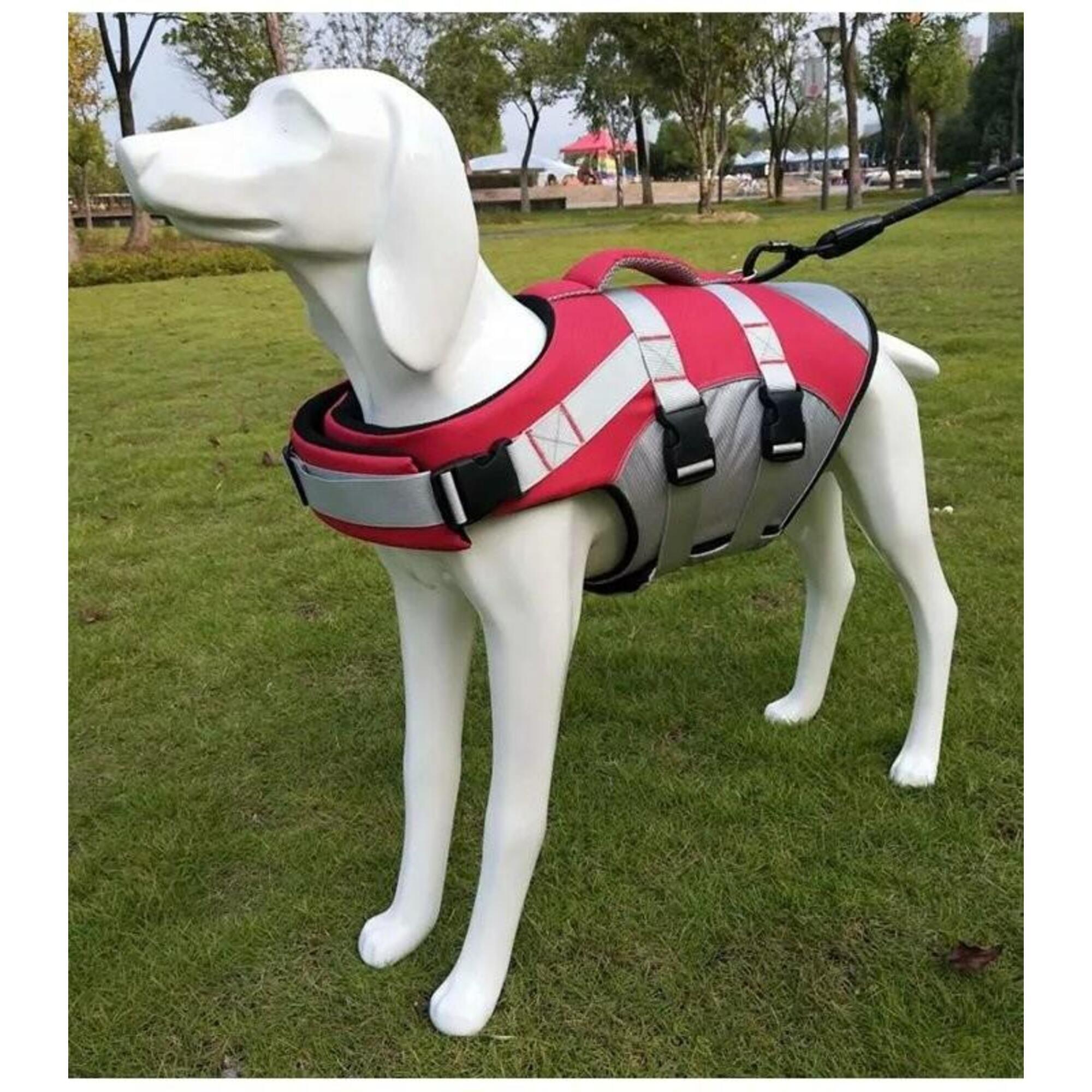 Colete salva-vidas premium para cães, tamanho L, vermelho