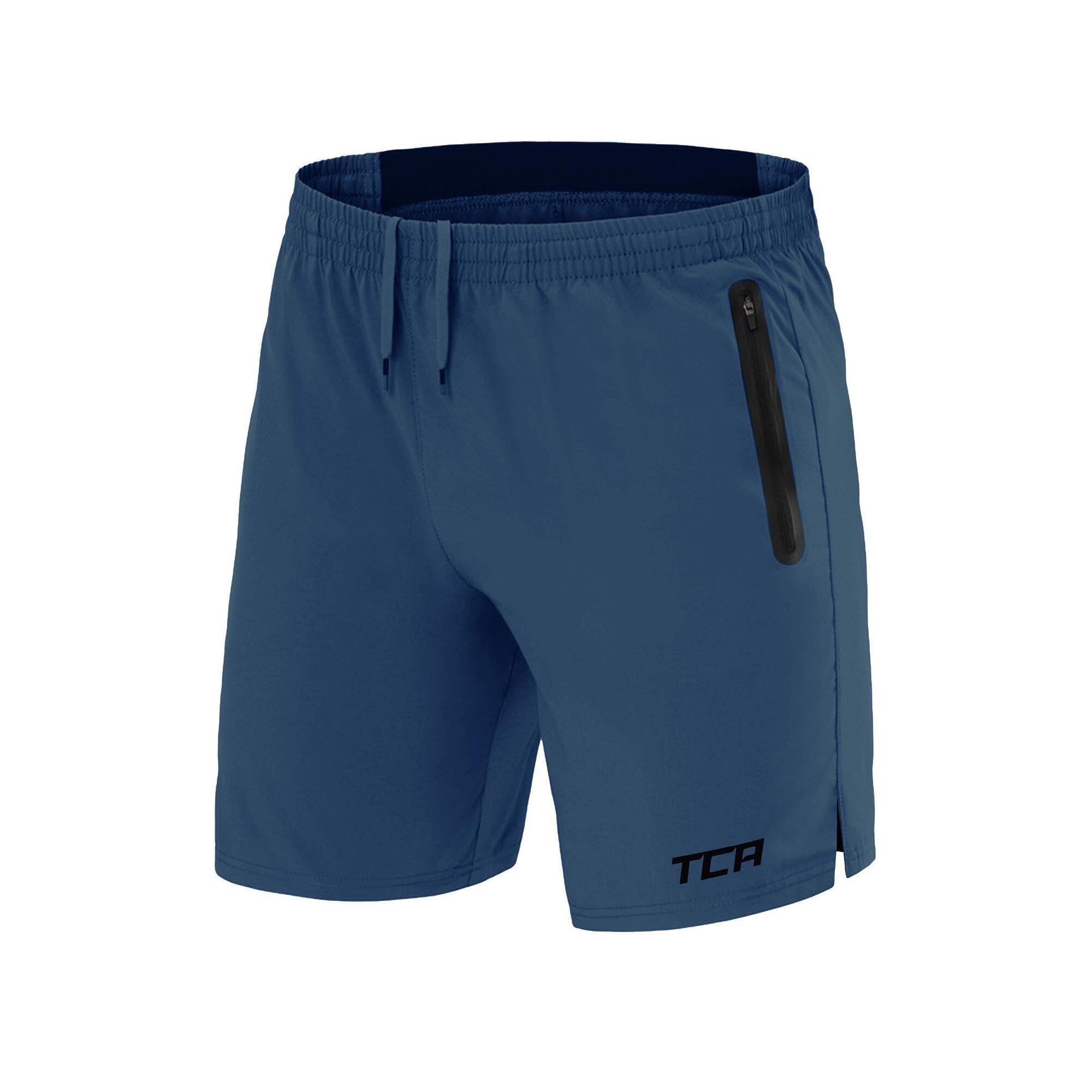 Boys' Elite Tech Lightweight Running Shorts with Zip Pockets - Iron Blue 1/5