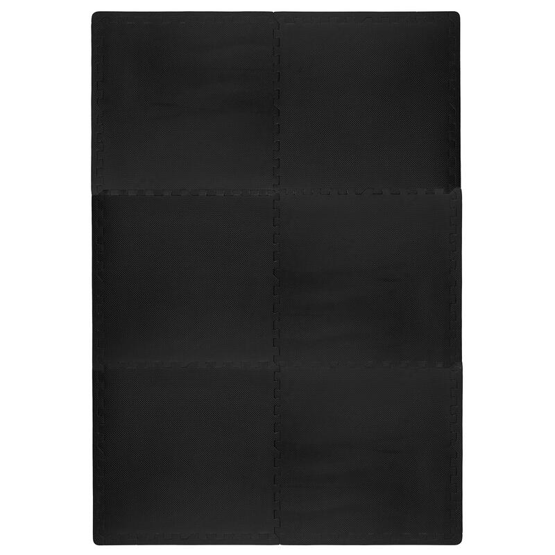 Fitness Puzzlematte - Bodenmatte - 6 Teile - 180 x 120 cm - Schwarz