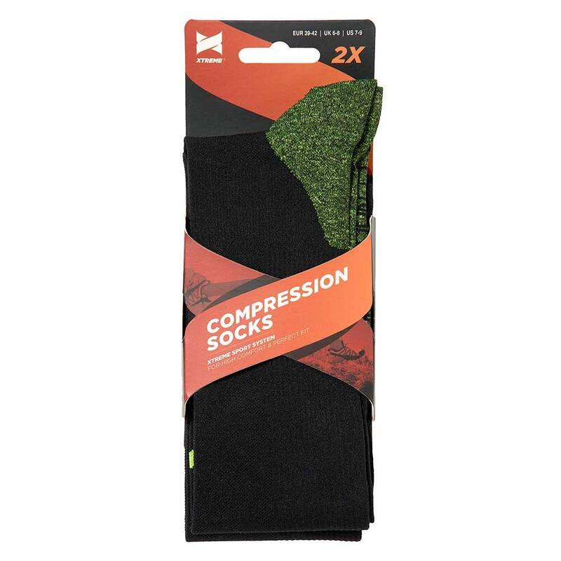 MEIAS DE COMPRESSÃO GRADUAL DESPORTIVA PRETO 2-PACK