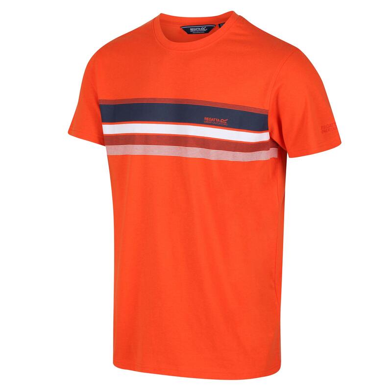Heren Cline VI Gestreept Katoenen Tshirt (Magma Oranje)