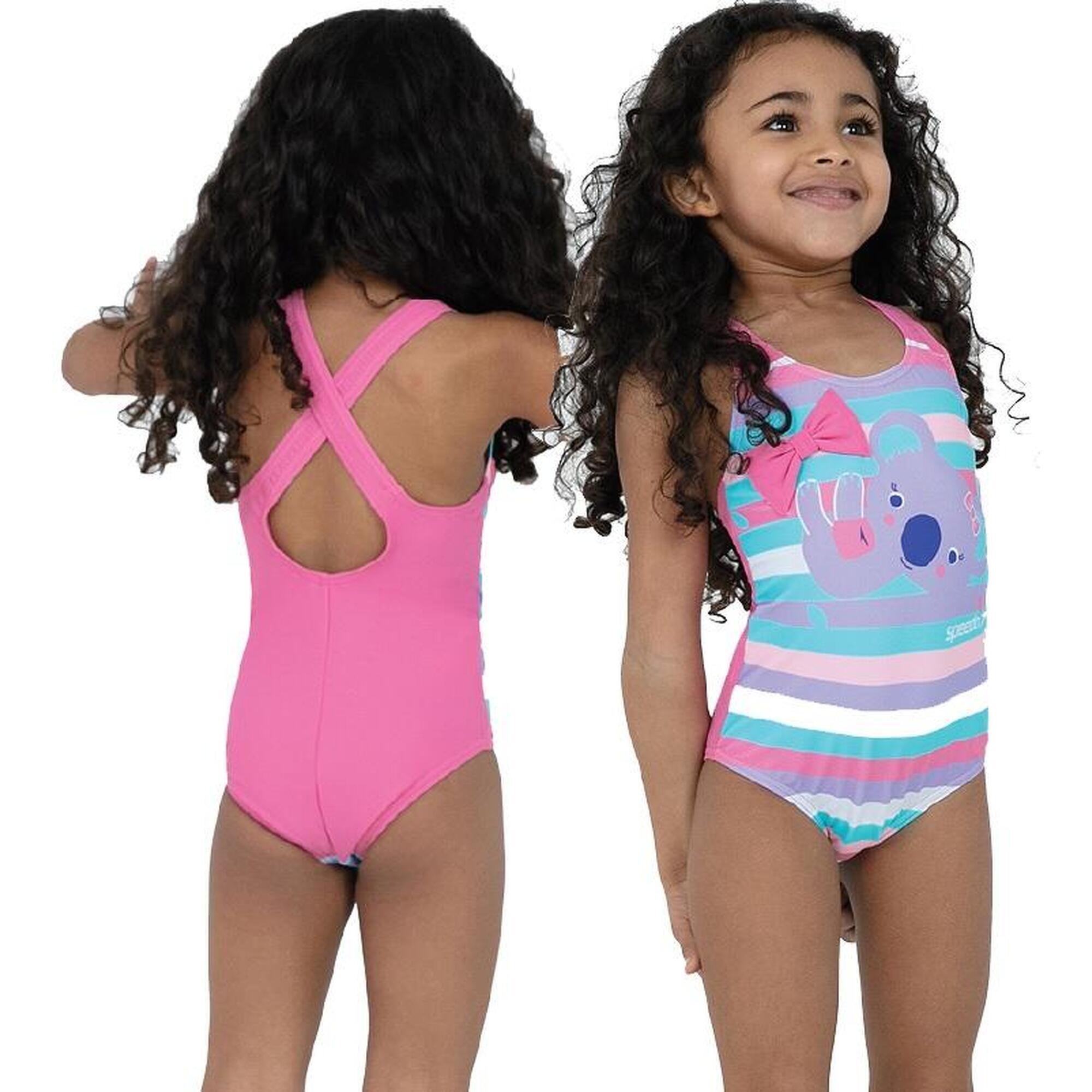 Speedo Koko Koala Crossback Swimsuit Infants, Pink/Blue/Purple 1/4