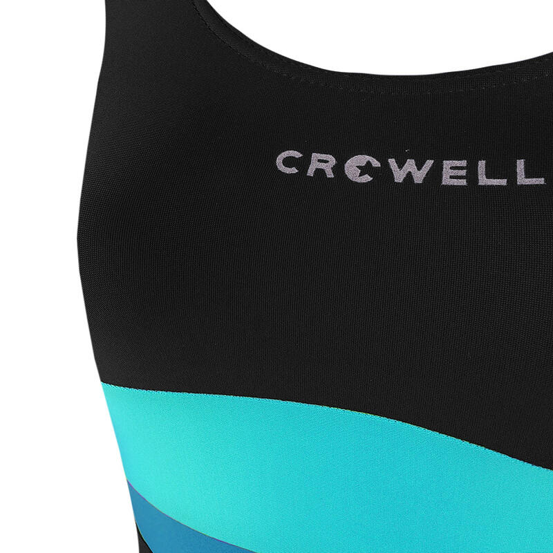 Kostium kąpielowy dla dziewczynki Crowell Swan czarno-błękitno-niebieski
