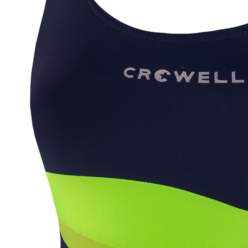 Kostium kąpielowy dla dziewczynki Crowell Swan granatowo-limonkowo-zielony