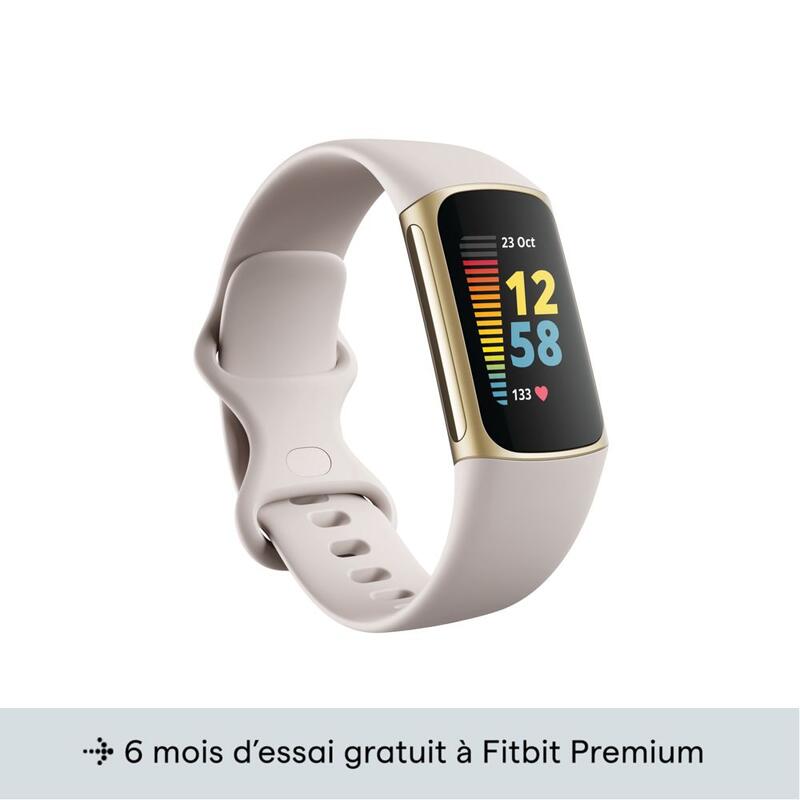 Pulsera de Actividad FITBIT Charge 5 - Lunar White/Soft Gold Stainless Steel