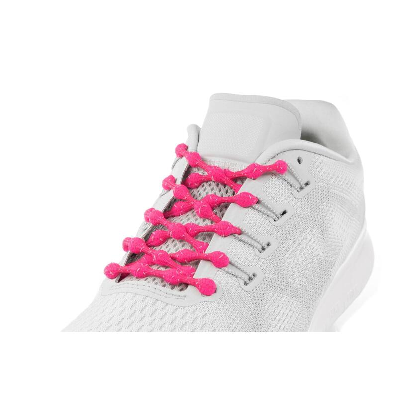 Caterpy Unisex No Tie Run Shoelaces (Reflective) - Flamingo Pink