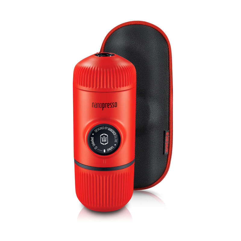 Wacaco Nanopresso Portable Coffee Machine - Lava Red with protective case