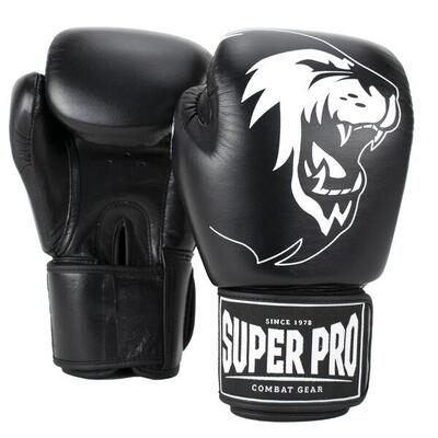Warrior se lederen (kick)bokshandschoenen - zwart/wit