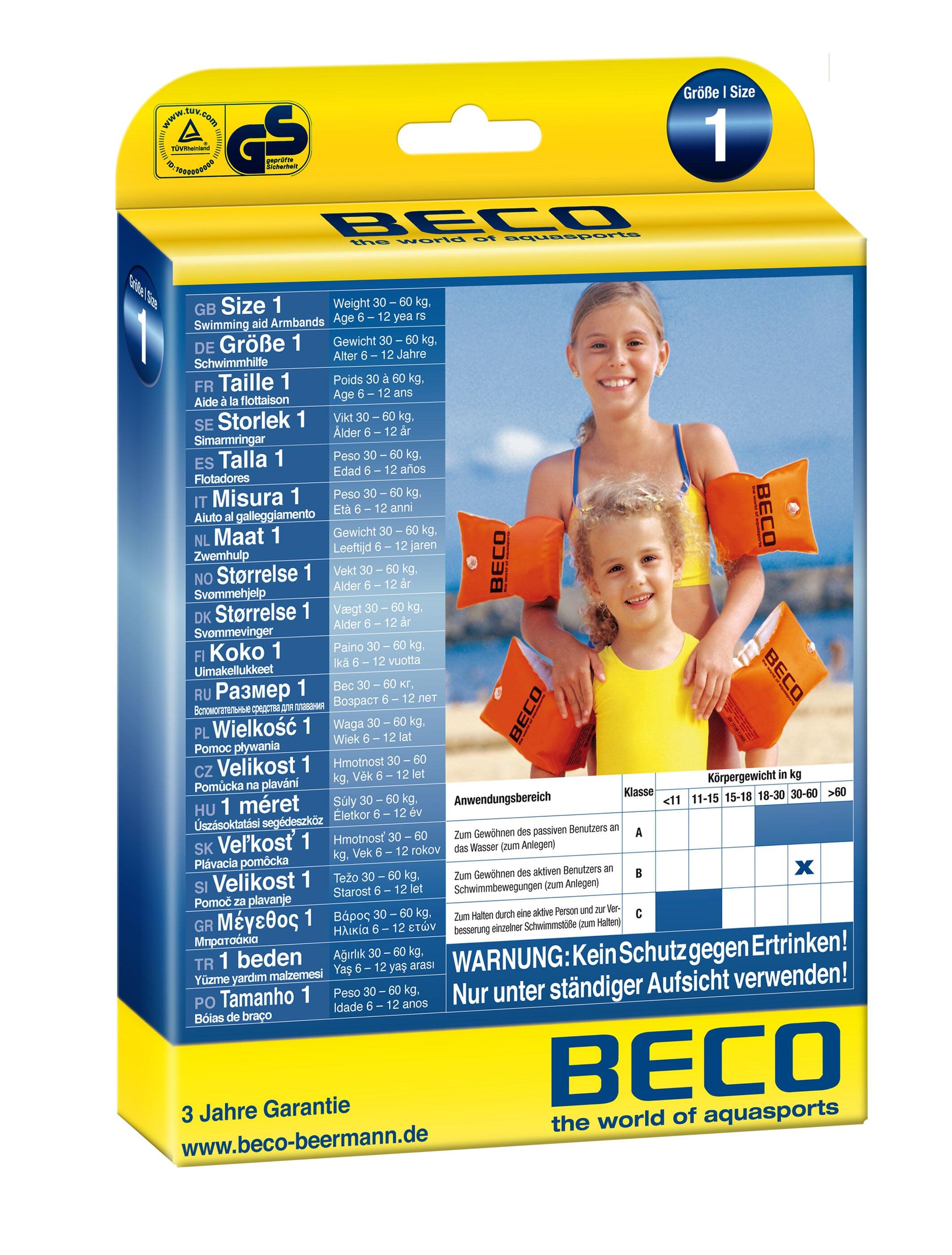 BECO Swimming Arm Bands for 6 - 12 yrs (30 - 60kg) - Orange 2/2