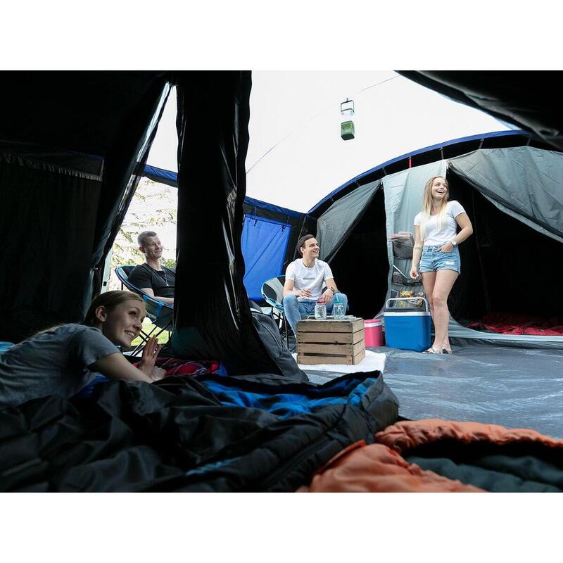 Tunneltent Familietent Montana 10 Sleeper Protect - 10 pers, zwarte slaapcabines