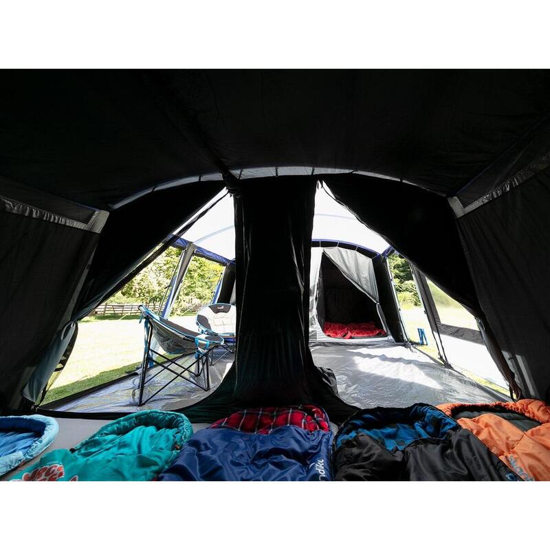 Tunneltent Familietent Montana 10 Sleeper Protect - 10 pers, zwarte slaapcabines