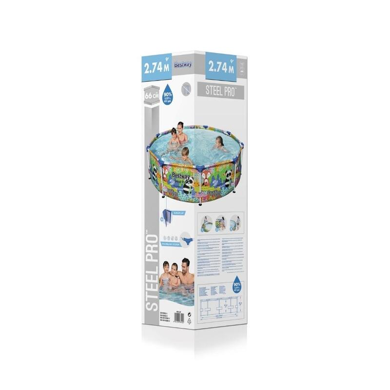 Bestway - Steel Pro - Piscine tubulaire - 274x66 cm - Imprimé animal - Ronde