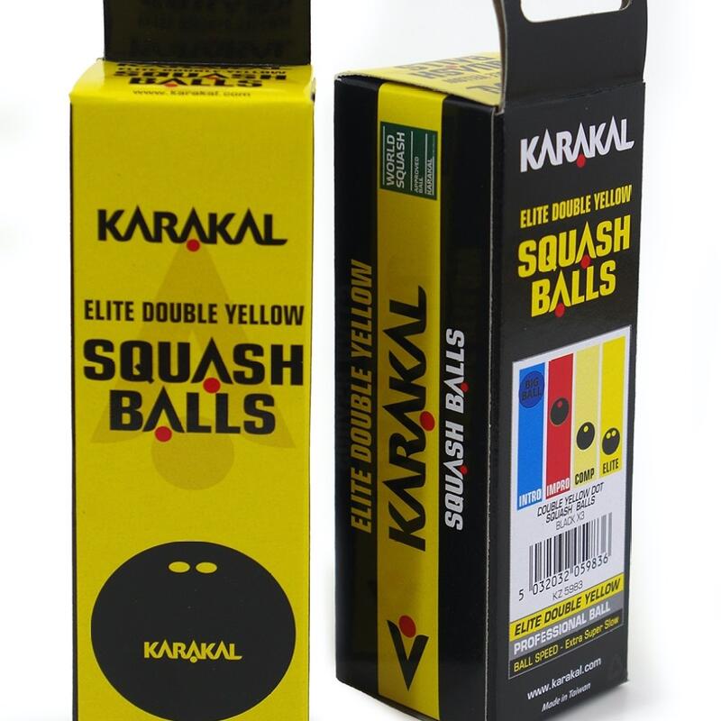 12 Karakal-squashballen Dubbele Gele Stip