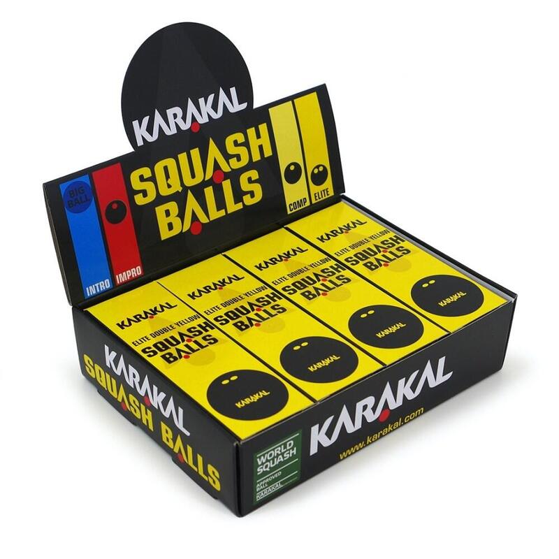 12 Karakal-squashballen Dubbele Gele Stip
