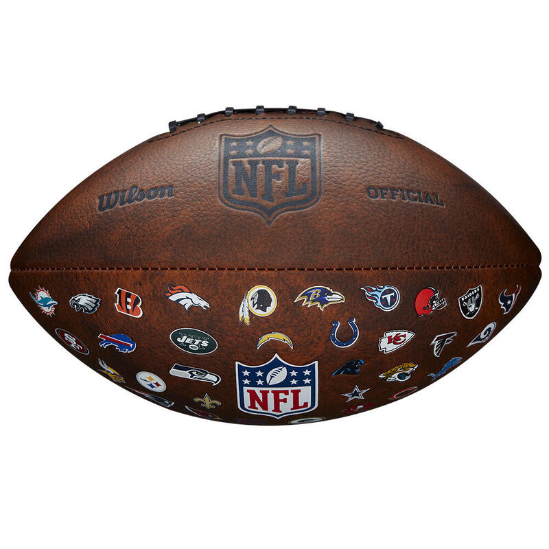 palla da calcio NFL Wilson THROWBACK 32 TEAM LOGO