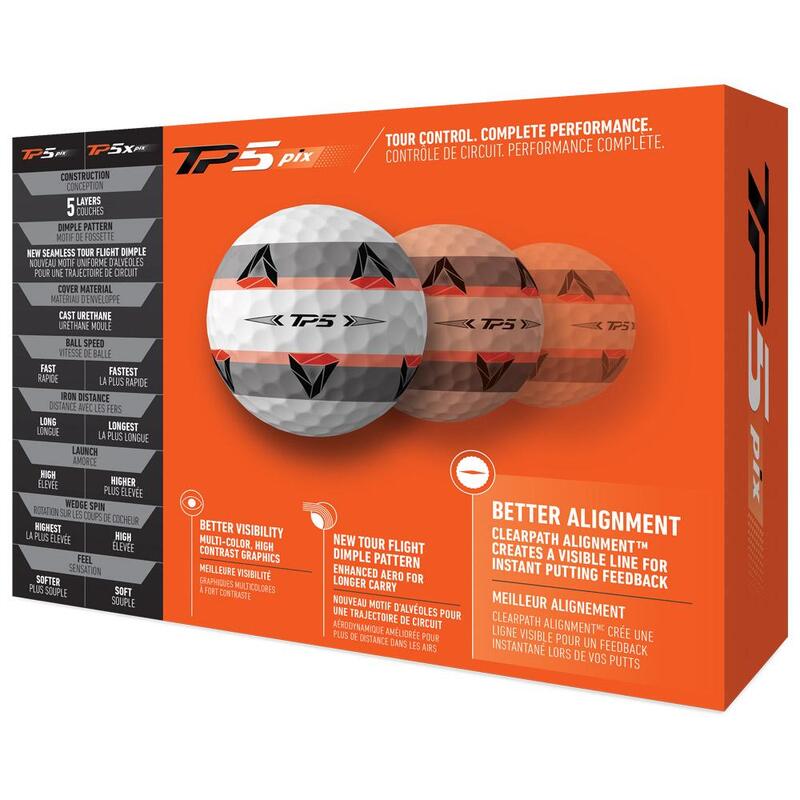 Doos met 12 TaylorMade TP5 Pix-golfballen Kleur: wit