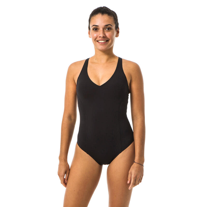 Reconditionné - Maillot de Bain1 pièce de Natation Femme Pearl noir - Bon