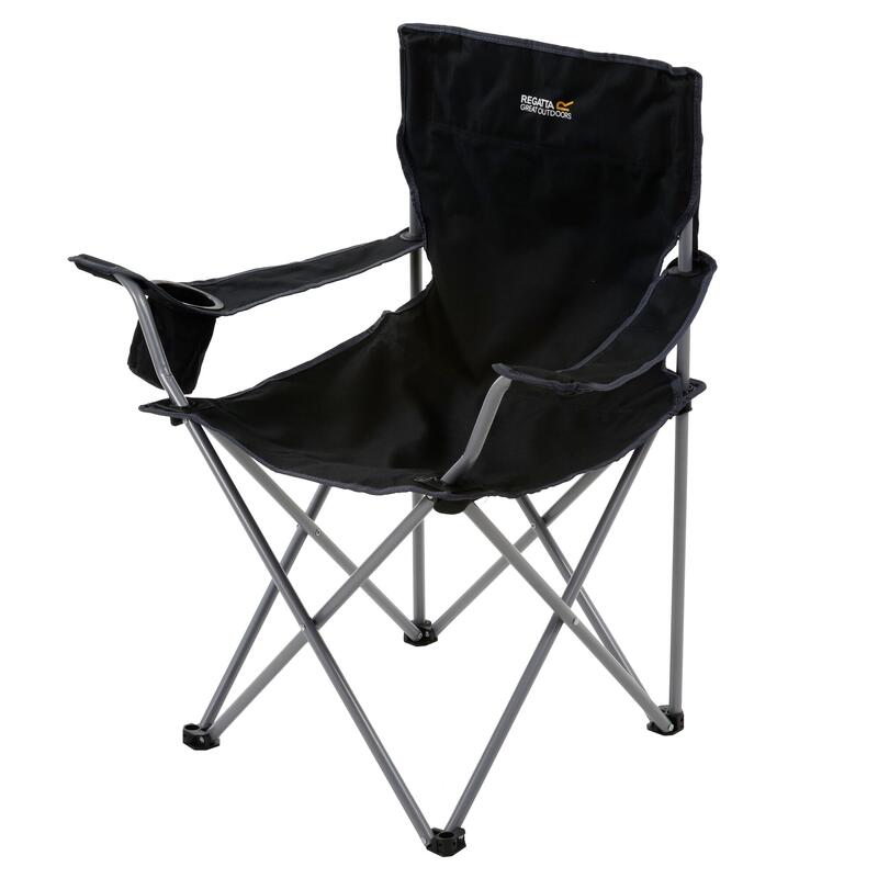 Isla Chaise de camping avec châssis en acier pour adulte - Le noir