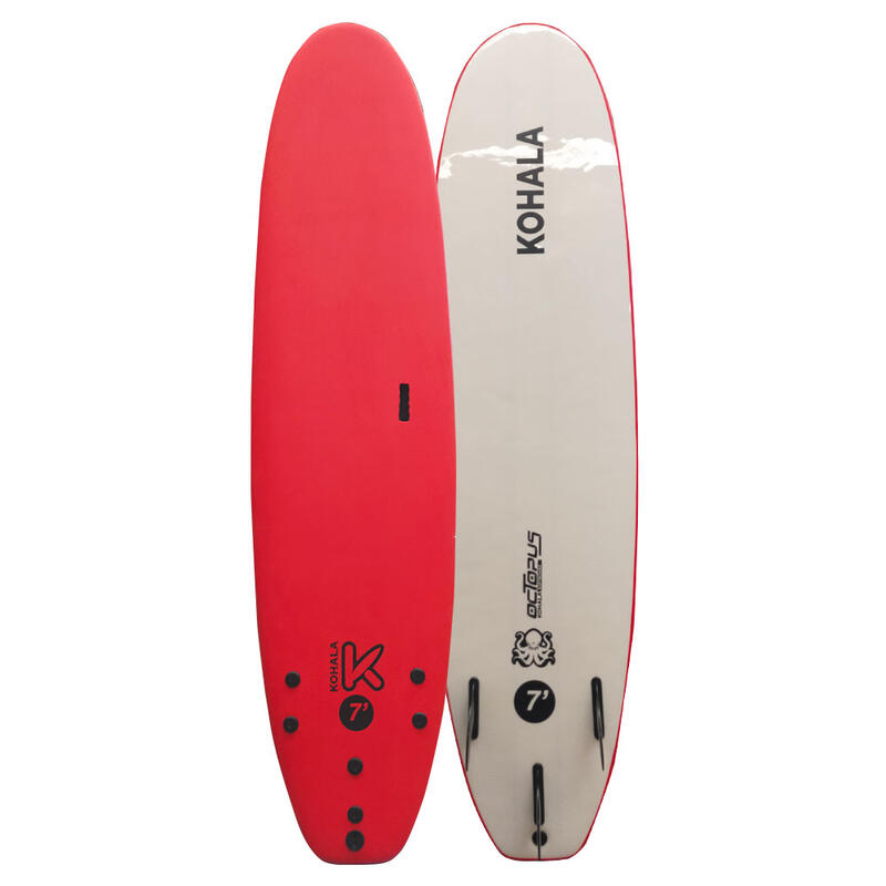 Prancha de surf rígida Octopus 7' - softboard vermelha (principiantes) - KOHALA