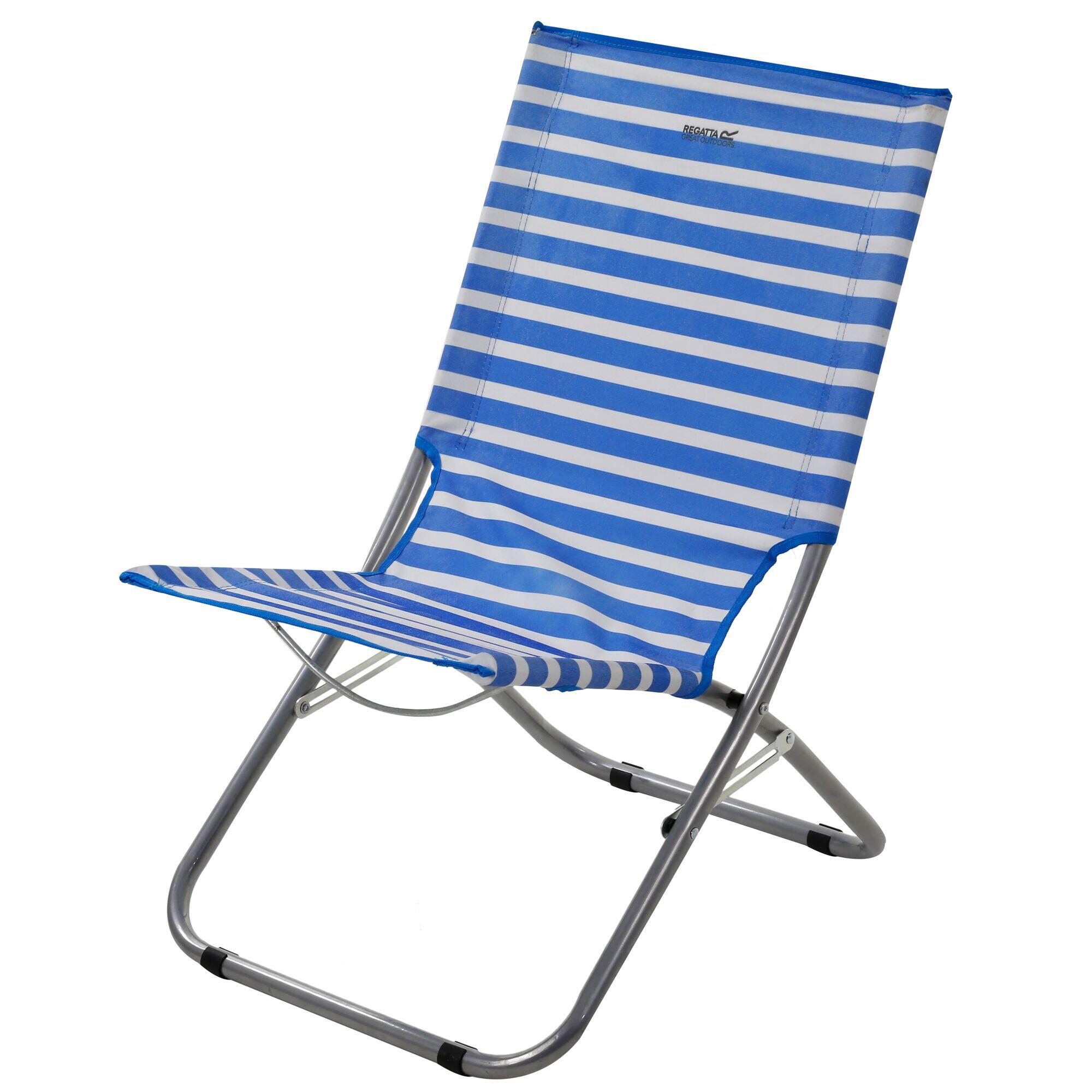 Kruza Adults' Camping Beach Lounger - French Blue White 1/5