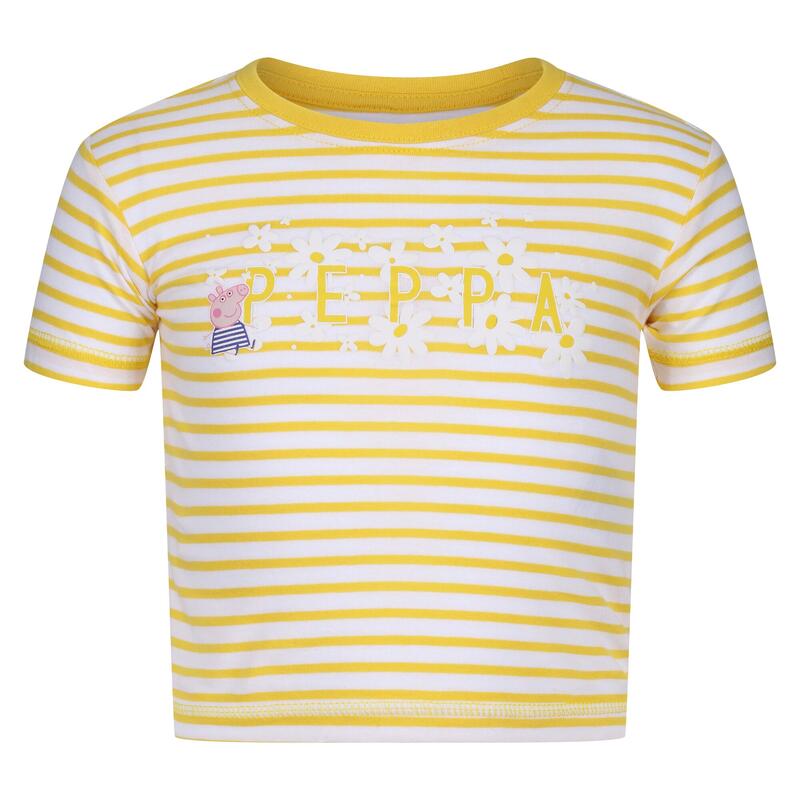 Peppa Stripe T-shirt de marche à manches courtes pour enfant - Jaune