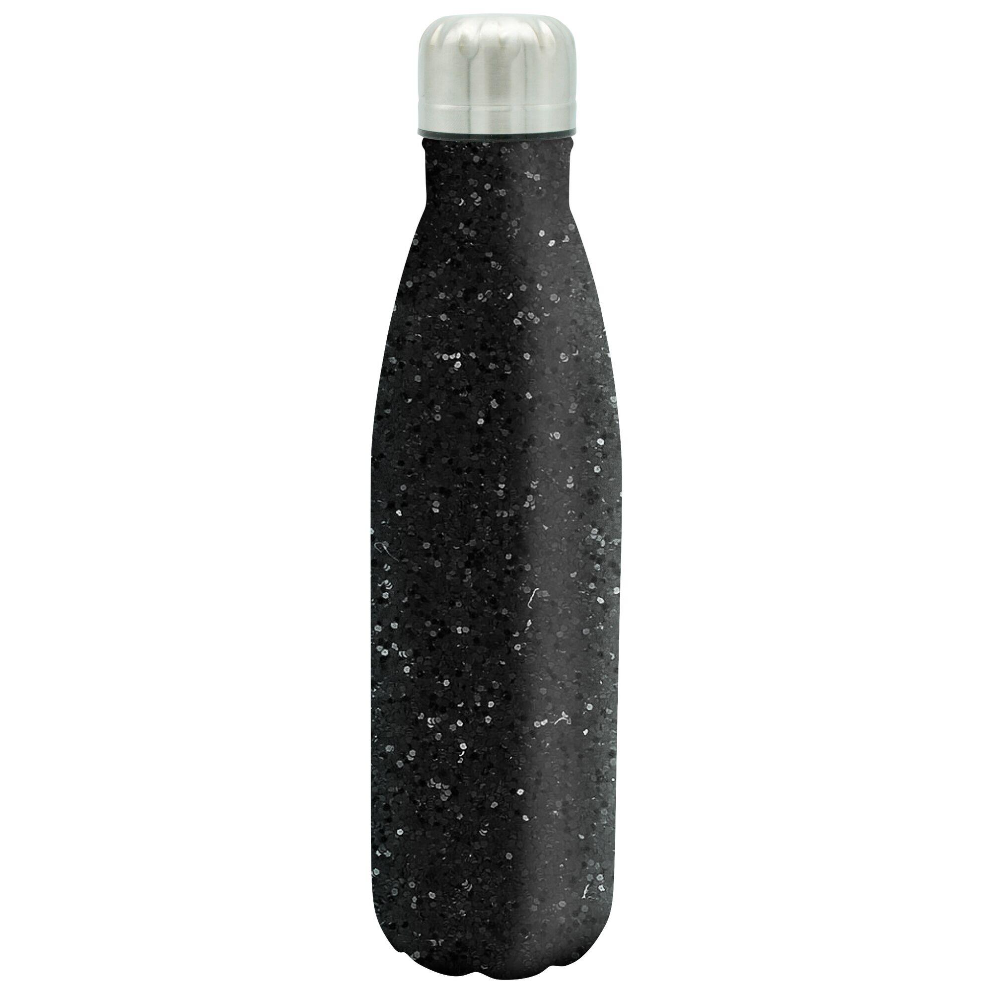 Adults' Hiking Metal Reusable Glitter Bottle - Black 2/3