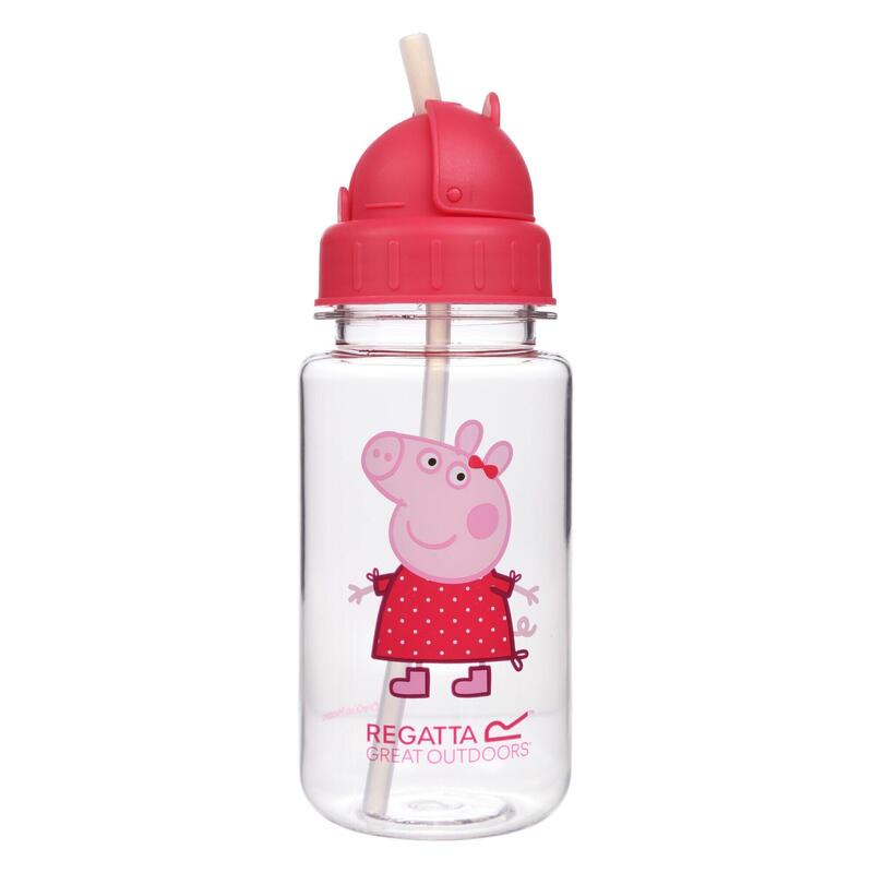 Peppa Wutz 0,35-Liter-Camping-Trinkflasche mit Strohhalm für Kinder - Pink