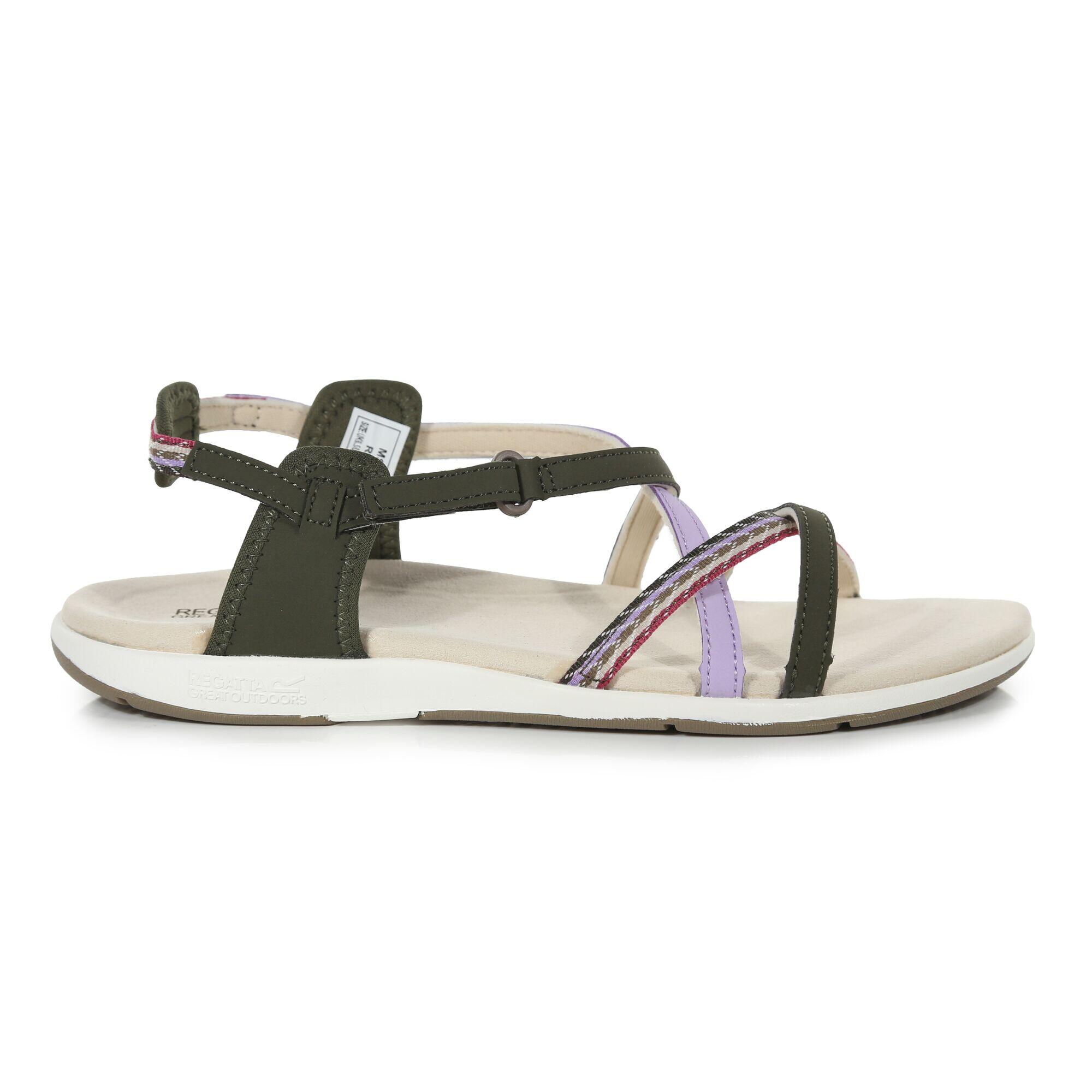 Lady Santa Roma Women's Walking Strap Sandals - Khaki Leaf / White 2/5