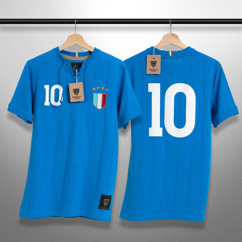 Gli Azzurri Retro T-Shirt with Laces Football Adult Vintage