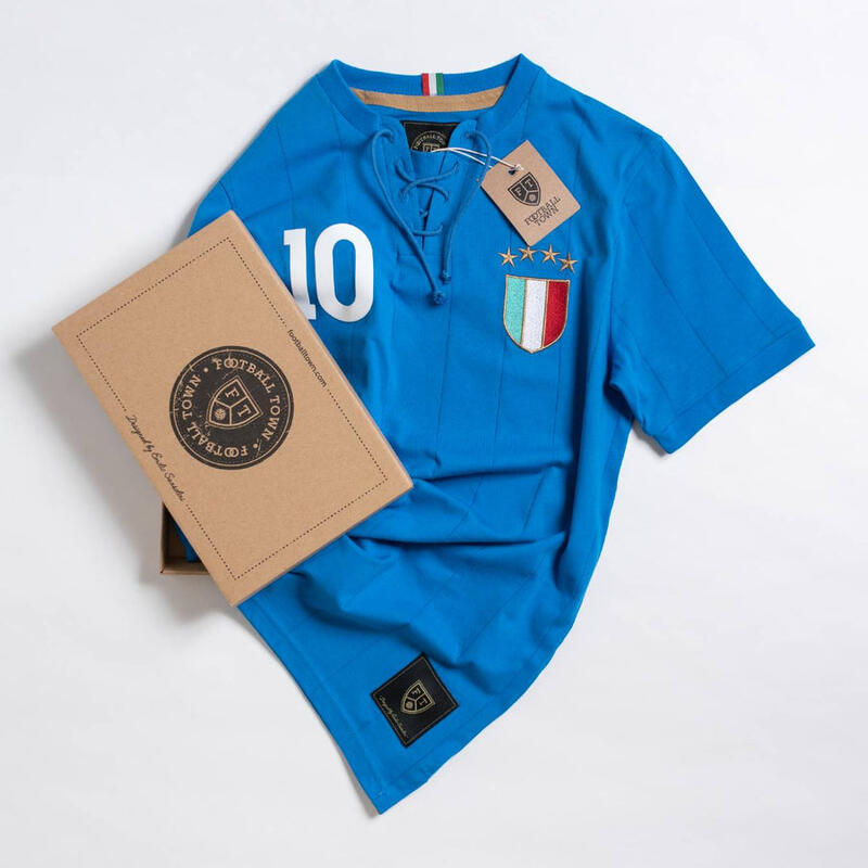 T-Shirt Gli Azzurri Retro with Laces Football Adult Vintage