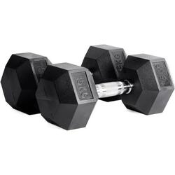 MANCUERNAS 12,5KG PAR DE GOMA HEXAGONALES MET FITNESS