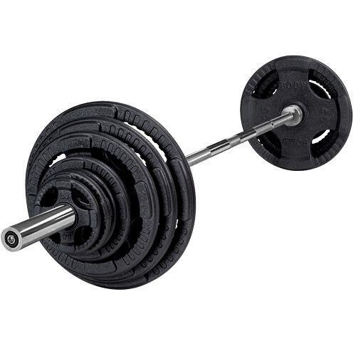 Juego de pesas olímpicas de 140 kg + barra + grilletes