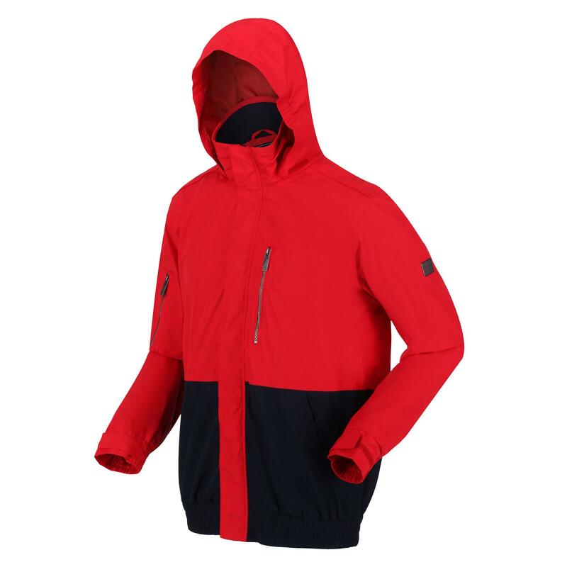 Blusão Bomber Impermeável Bloco de Cor Feelding Homem Vermelho Verdadeiro / Azul
