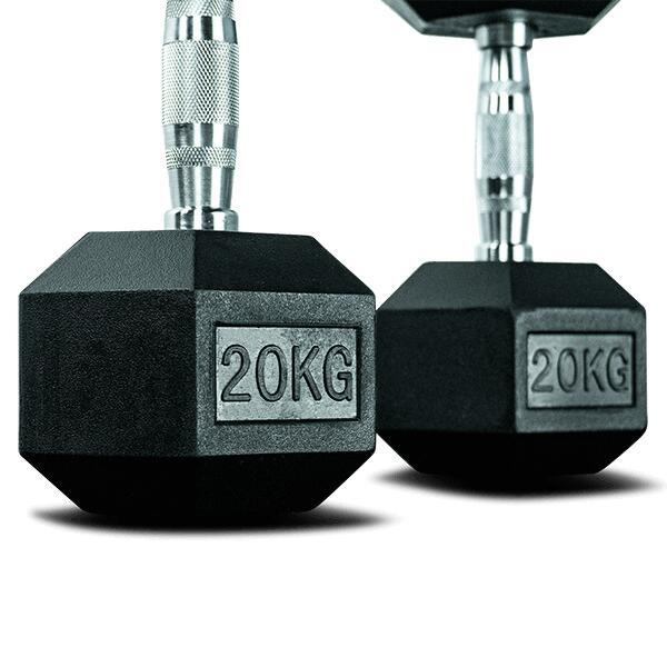 Hex Dumbbell 20 kg con cannocchiale in gomma